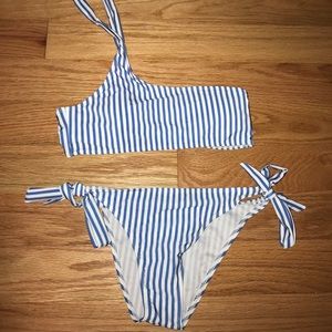 Frigirl one shoulder blue stripe bikini NEW